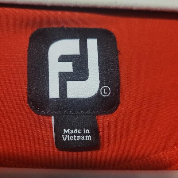 FOOTJOY Mens Red Golf Polo Shirt Size L Striped Short Sleeve Performance Top - Picture 2 of 5